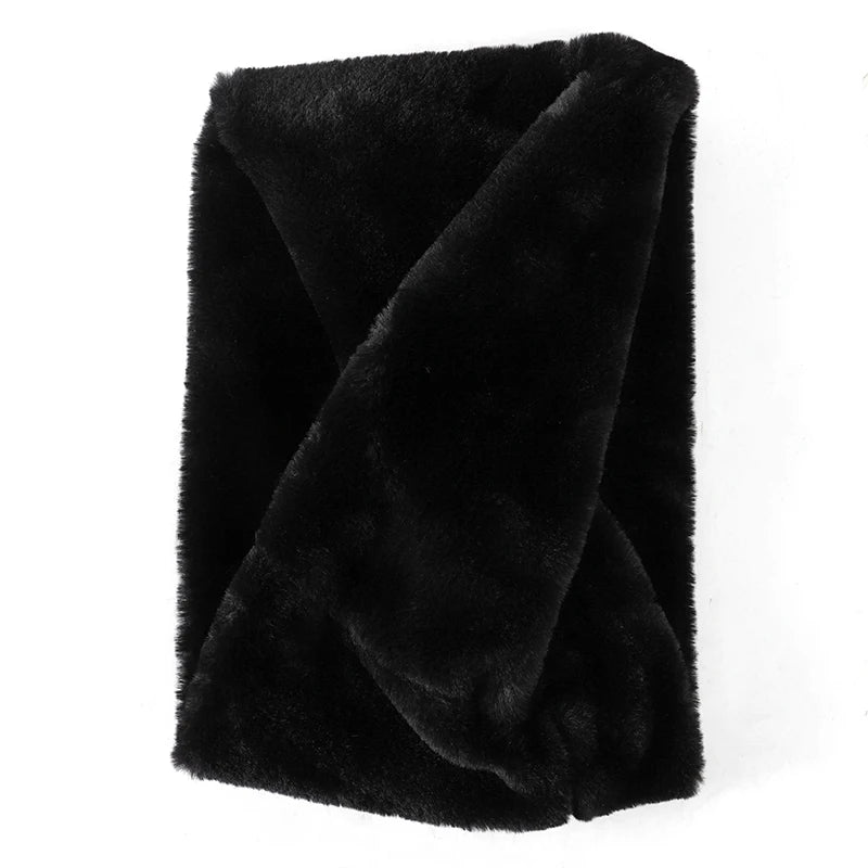 Unisex Plush Ring Fur Neck Scarf, Monocromático, Quente, Grosso, Ao ar livre, Caminhadas, Ciclismo, Snood, Mulheres, Crianças, Moda, Inverno