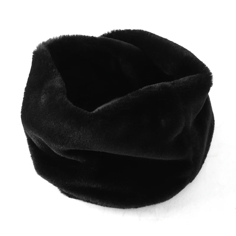 Unisex Plush Ring Fur Neck Scarf, Monocromático, Quente, Grosso, Ao ar livre, Caminhadas, Ciclismo, Snood, Mulheres, Crianças, Moda, Inverno