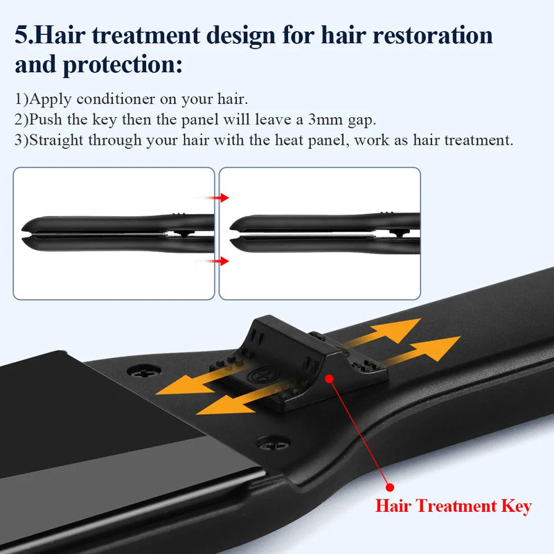 Ckeyin 55mm placa larga alisador de cabelo profissional 3d flutuante cerâmica plana ferro aquecimento instantâneo 2 em 1 modelador estilo ferramenta