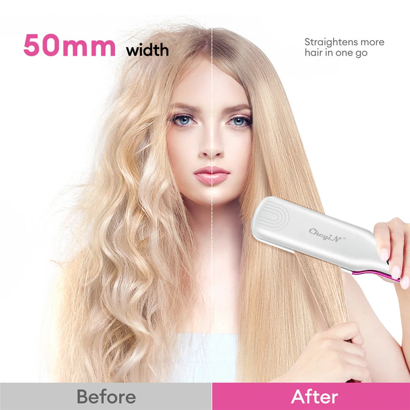 CkeyiN-profissionais alisadores de cabelo, Ultra Wide Plank Flat Iron, Hot Comb, aquecimento rápido, alisador elétrico, 55 milímetros