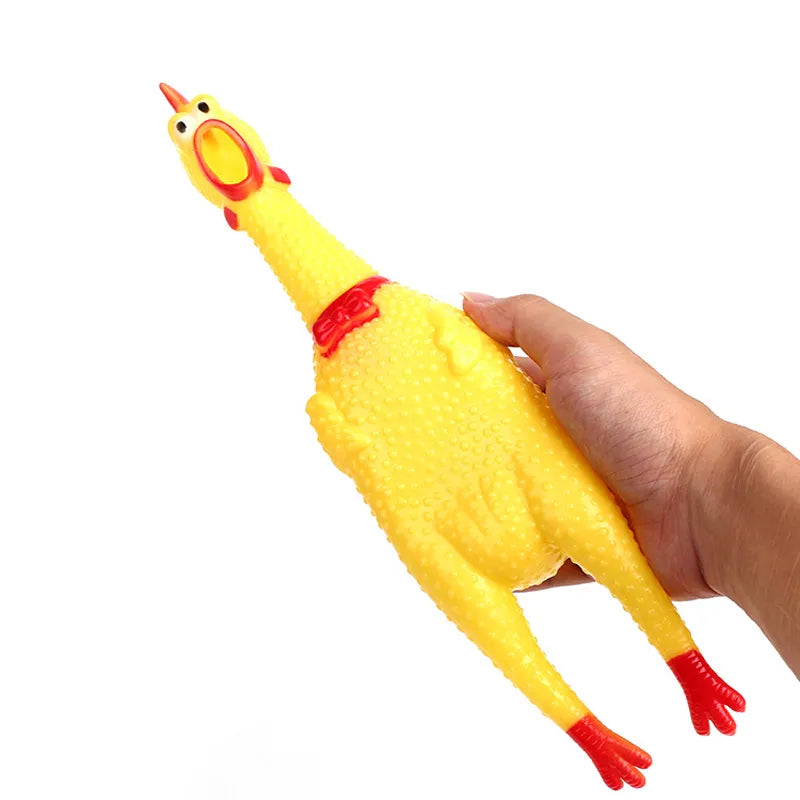 Squeak Screaming Chicken Brinquedos para Animais de Estimação, Squeeze Sound, Durável, Borracha Amarela, Vent Chicken, Engraçado, Novo, 17cm, 31cm, 40cm