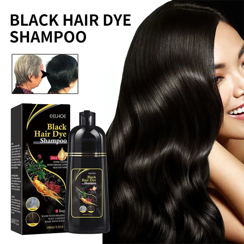 Shampoo mágico natural de tintura de cabelo de ervas 3 em 1 shampoo de cor de cabelo para cabelo gary marrom escuro preto para mulheres e homens cobertura cinza