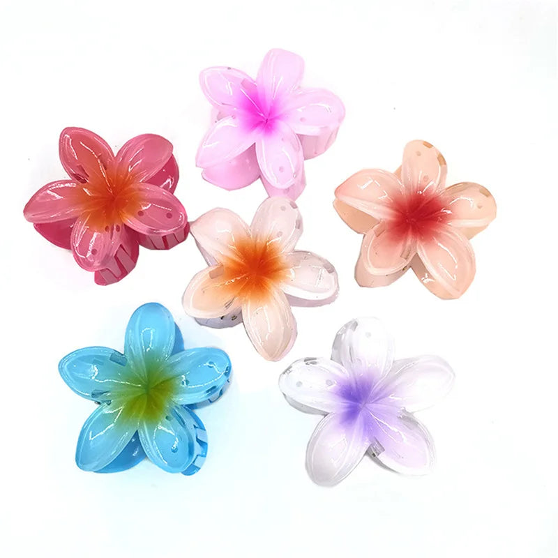 Grampos de cabelo para mulheres e crianças, clipe flor, havaiano, plumeria, praia, presilhas, presilhas, colorido, artificial, peça