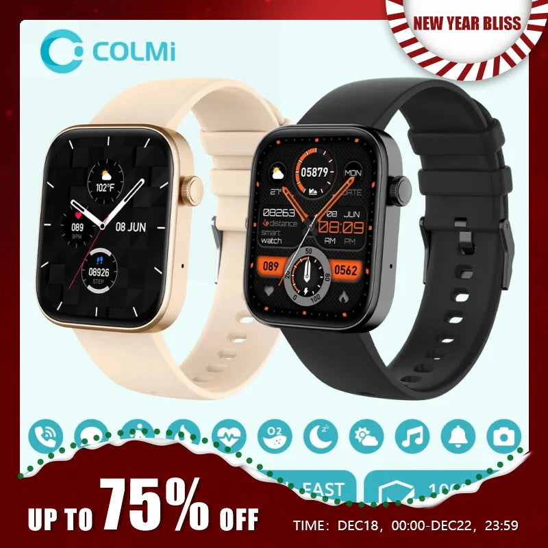 COLMI-P71 Smartwatch para homens e mulheres, chamada por voz, monitoramento de saúde, IP68 impermeável, notificação inteligente, assistente