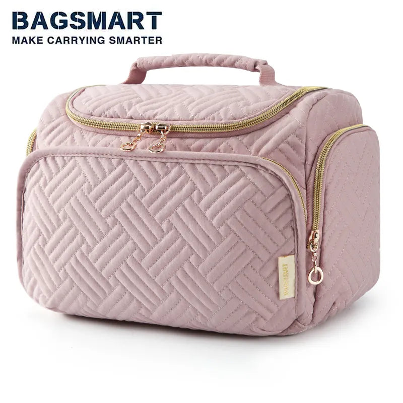 BAGSMART-Bolsa cosmética de grande capacidade para mulheres, bolsa de higiene pessoal com alça impermeável, estojos de maquiagem