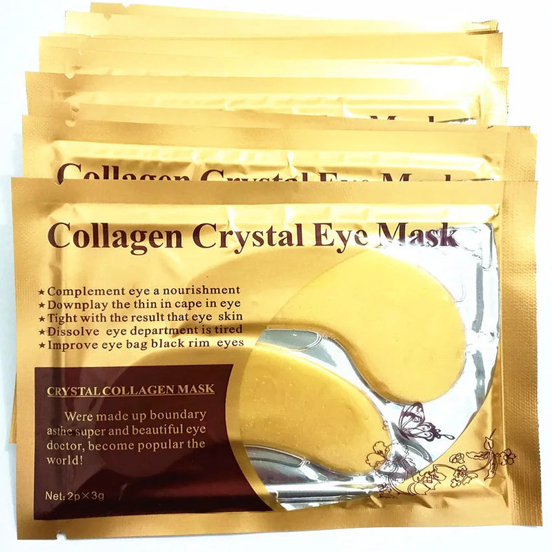 Gold Powder Eye Mask para Cuidados com a Pele, Colágeno Cristal, Anti-Envelhecimento, Círculos Escuros, Acne, Patches de Beleza, Cosméticos Coreanos, 10Pcs