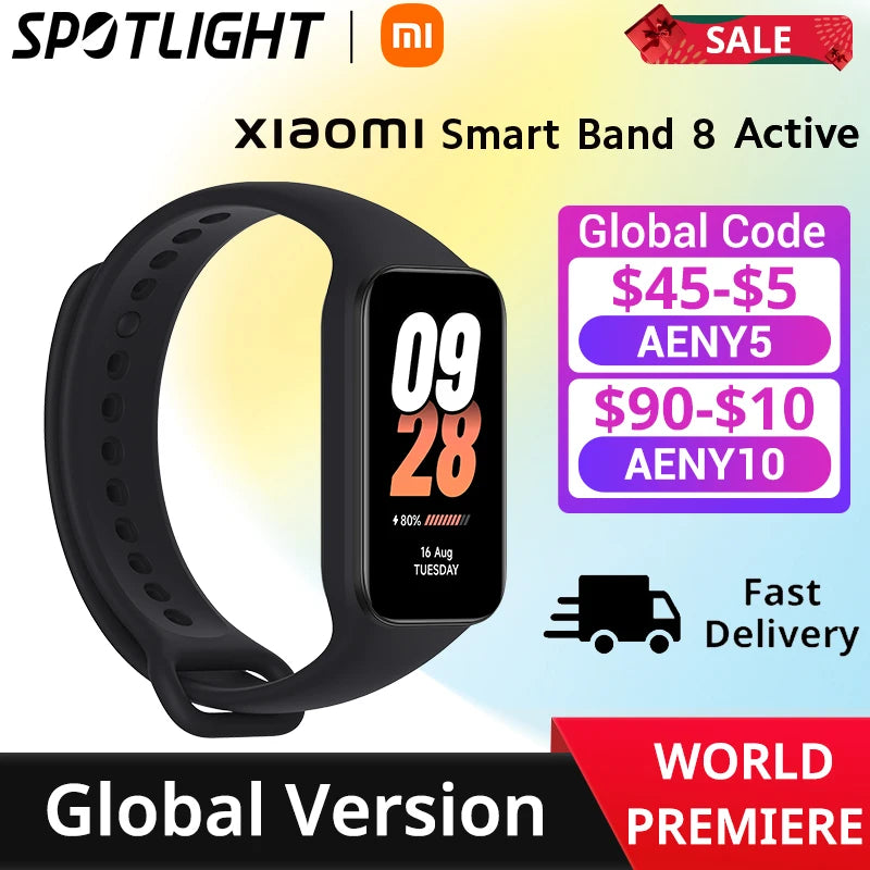 [Estreia mundial] Xiaomi Smart Band 8 active Versão Global 1.47 ''Advanced Sleep Fitness Tracking 50 + Modos Esportivos 14 Dias Bateria