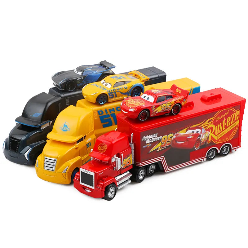 Disney Pixar Diecast Brinquedos de Metal, Carros 2 e 3, Relâmpago McQueen, Tio Mack Jackson Tempestade, Carro Caminhão, Escala 1:55, Presente para Crianças