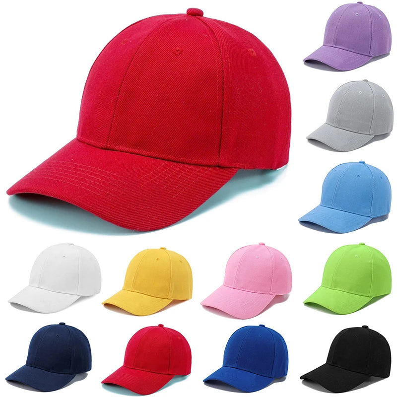 Boné de beisebol ajustável infantil, chapéu de sol, monocromático, chapéu de algodão, snapback, hip-hop, estudantes, crianças, menino, menina, verão