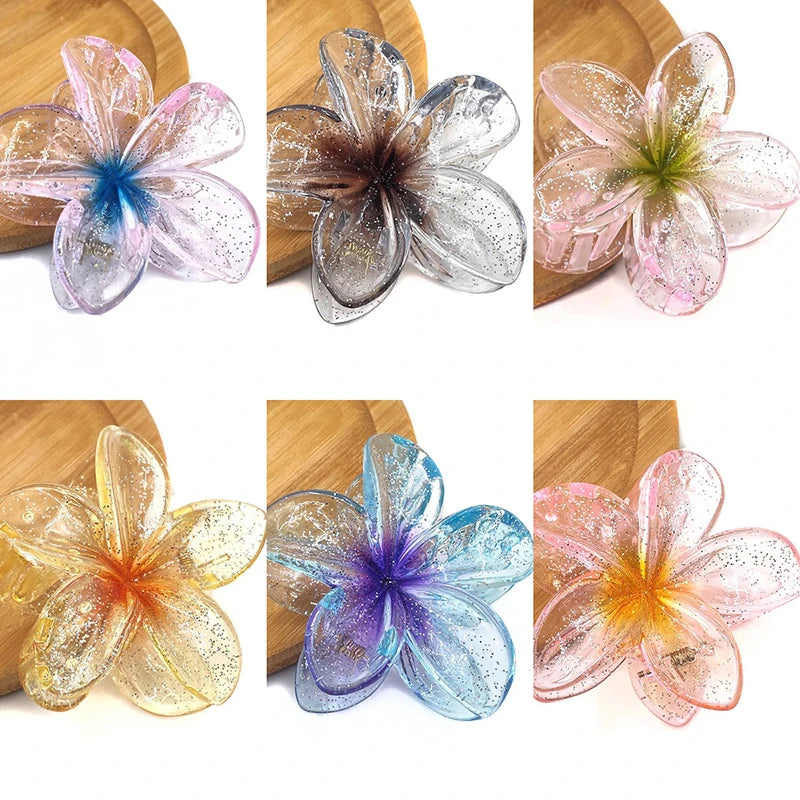 Grampos de cabelo para mulheres e crianças, clipe flor, havaiano, plumeria, praia, presilhas, presilhas, colorido, artificial, peça