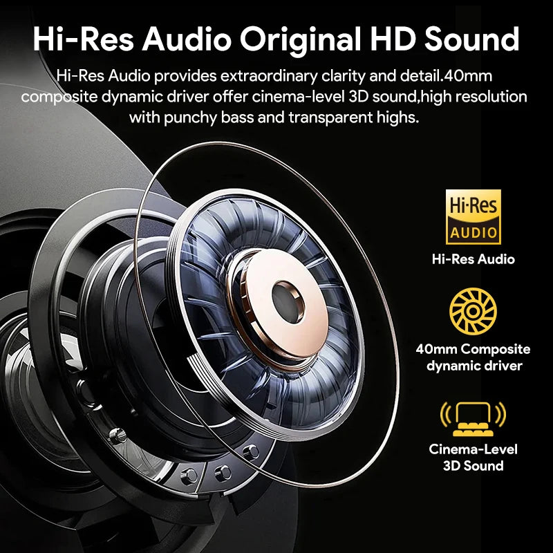 [R$150-R$15 Promo Code:BRCA15]QCY-H3 ANC Auscultadores sem fios, Bluetooth 5.4, Hi-Res Audio, Over Ear Headset, híbrido Active Cancelamento de Ruído, Auscultadores, 60H, 43dB