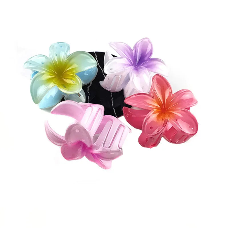 Grampos de cabelo para mulheres e crianças, clipe flor, havaiano, plumeria, praia, presilhas, presilhas, colorido, artificial, peça