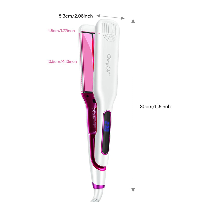 CkeyiN-profissionais alisadores de cabelo, Ultra Wide Plank Flat Iron, Hot Comb, aquecimento rápido, alisador elétrico, 55 milímetros