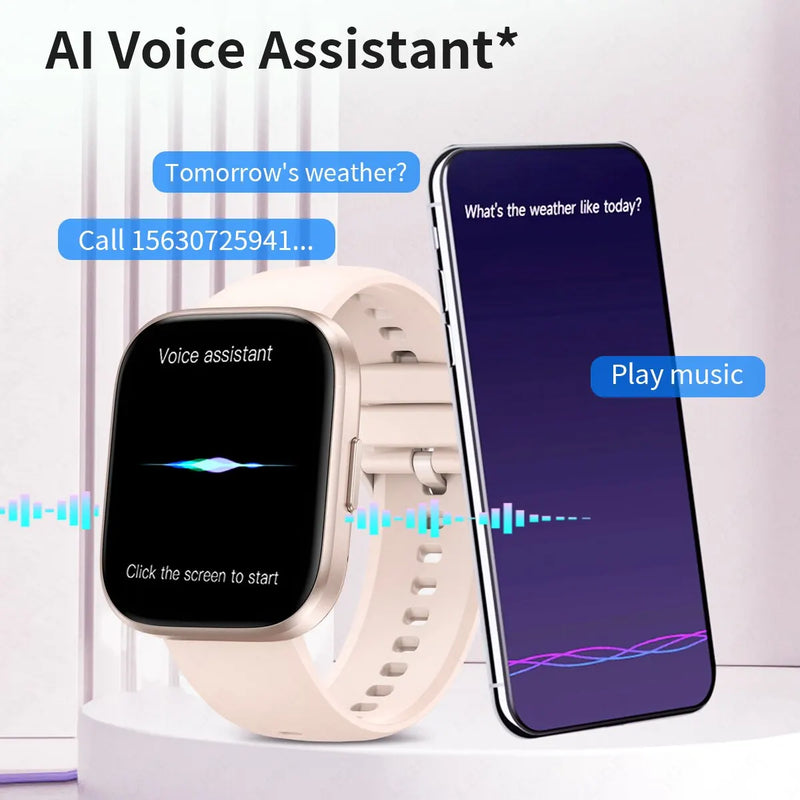 LIGE-Relógio Inteligente Feminino, Assistente de Voz, Chamada Bluetooth, Monitoramento de Saúde Feminina, Rastreador de Fitness Esportivo, Smartwatch, Moda