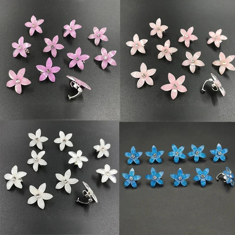 Pérola tecelagem pequenos hairclips para meninas, bonito headwear flor, simples snap clip, água diamante cabelo clipes, acessórios para mulheres, 10pcs