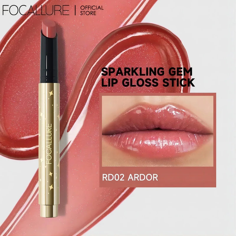 FOCALLURE Perolado Lip Gloss Stick Hidratante de Longa Duração Sexy Espumante Lip Balm Shimmer Caneta Batom Maquiagem Cosméticos