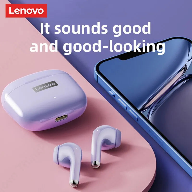 enovo-LP40 Pro fones de ouvido sem fio, fones de ouvido esportivos, fones à prova d'água com microfone, controle por toque, fone de ouvido TWS, Bluetooth 5.0