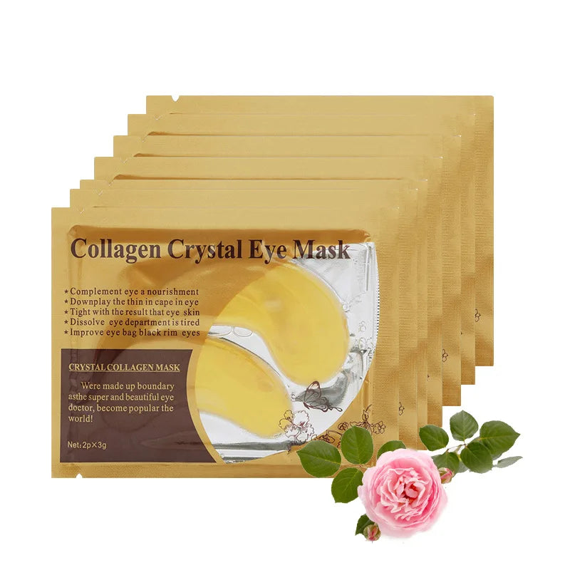 Gold Powder Eye Mask para Cuidados com a Pele, Colágeno Cristal, Anti-Envelhecimento, Círculos Escuros, Acne, Patches de Beleza, Cosméticos Coreanos, 10Pcs