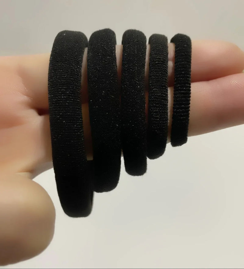 50 pçs pano preto faixas de cabelo para mulheres meninas hairband alta elástico de borracha laços de cabelo rabo de cavalo titular scrunchies acessórios