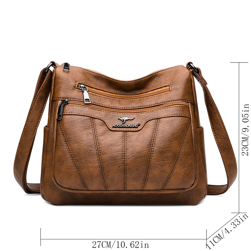 Bolsa de couro macia para mulheres, grande capacidade, bolsas crossbody, bolsas de grife, bolsa feminina, luxo, 2023