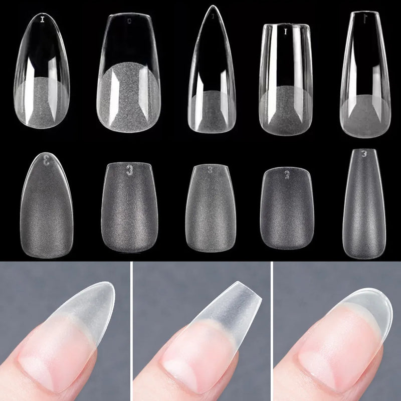 Cobertura completa Matte Press On Nail Tips, unhas postiças macias, amêndoa oval, unha falsa esculpida, 120pcs por saco