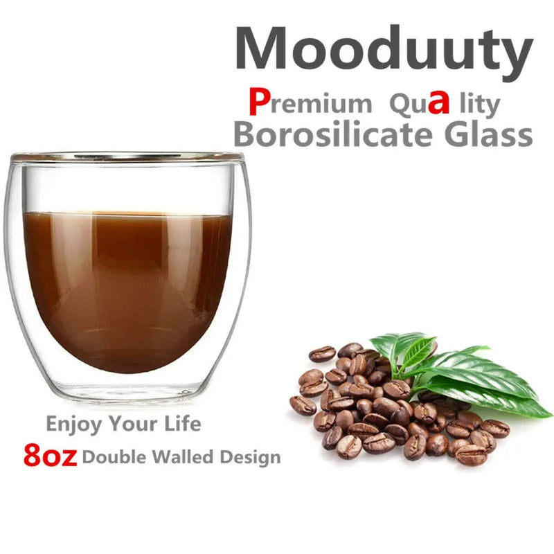 Clear Double Wall Glass Set, Canecas de café, Copos Camada Isolada, Adequado para Bar, Chá, Leite, Suco, Água, Espresso Shot, 5 Tamanhos, 6 Pack