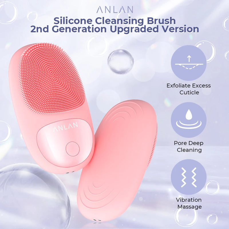 ANLAN À Prova D' Água Elétrica Facial Escova De Limpeza Silicone Facial Escovas Vibração Massagem Rosto Cleaner Skincare Ferramentas