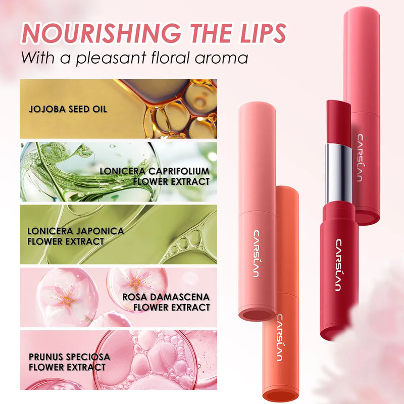 CARSLAN Cor Lip Balm Flor Essência Extra Hidratante Natural Duradouro Lip Plumper Não Pegajoso Lip Gloss Maquiagem Cuidados com os Lábios