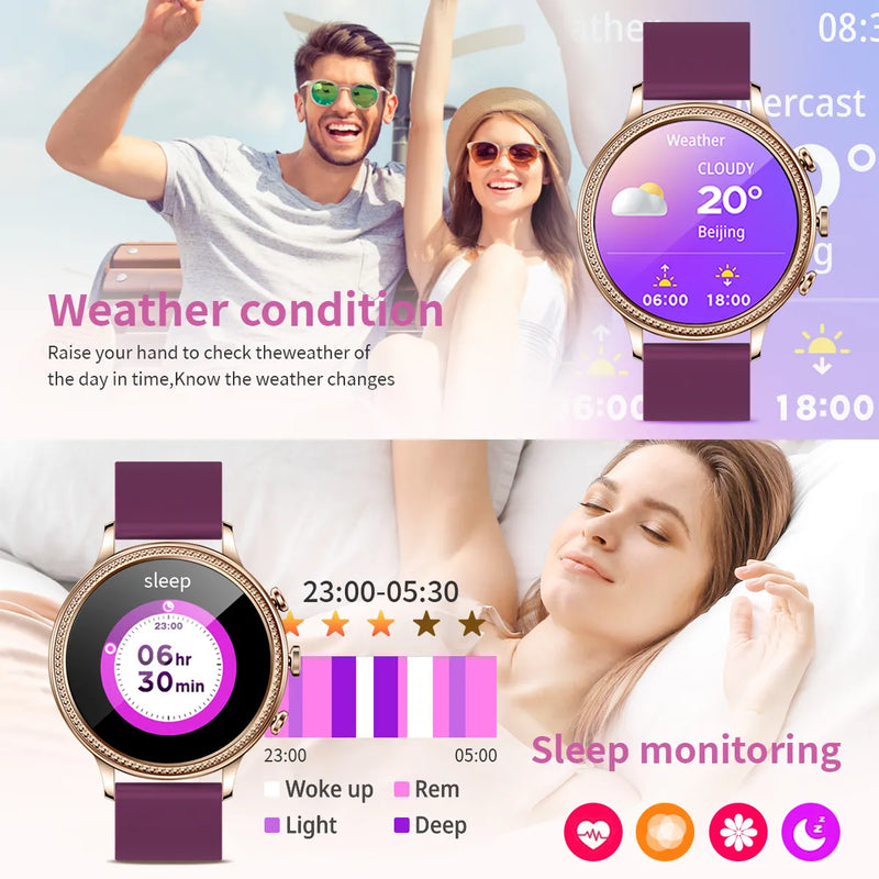 LIGE-Relógios inteligentes de luxo para mulheres, chamada bluetooth, telefone conectado, monitor de saúde, smartwatch esportivo, presente, 2023