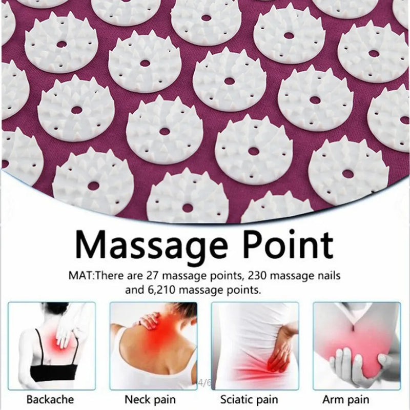 Yoga Massagem Mat Acupressure Aliviar Stress Almofada Traseira Massagem Yoga Mat Back Pain Relief Agulha Pad Com Travesseiro