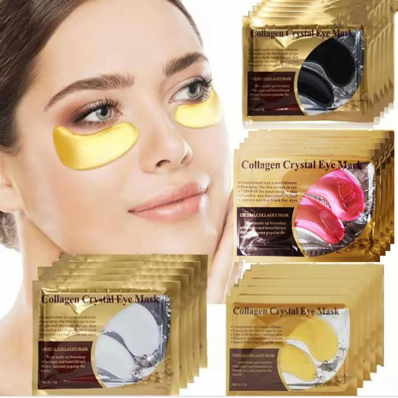 Gold Powder Eye Mask para Cuidados com a Pele, Colágeno Cristal, Anti-Envelhecimento, Círculos Escuros, Acne, Patches de Beleza, Cosméticos Coreanos, 10Pcs