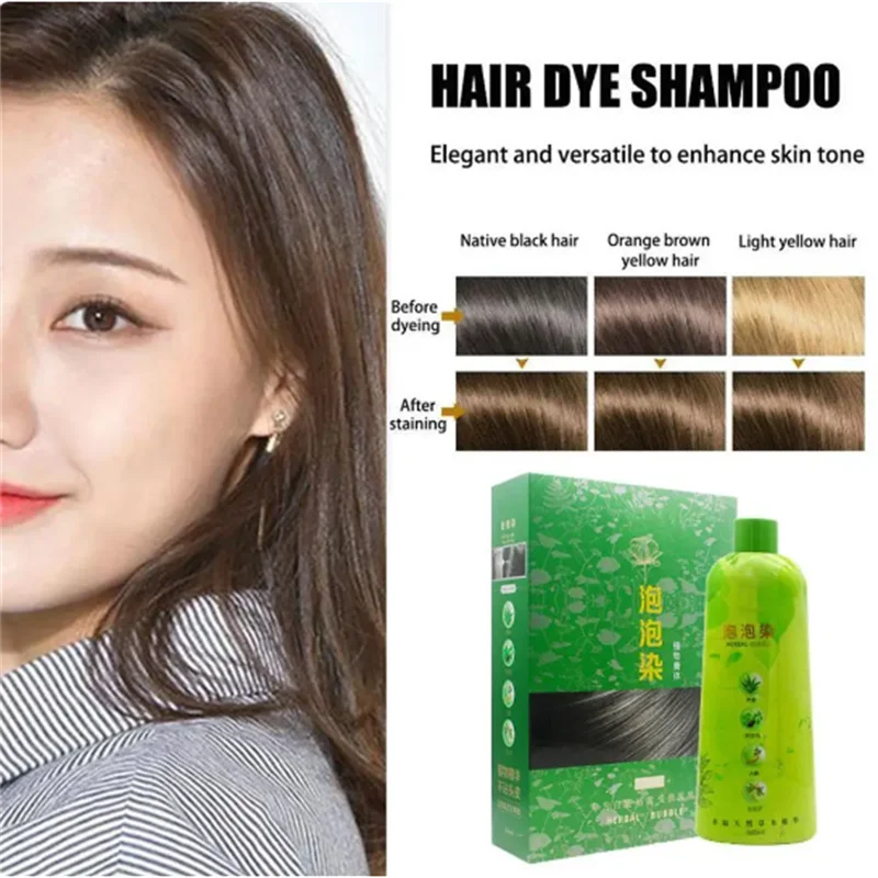 Brimless 3 em 1 tintura de cabelo coloração shampoo preto marrom planta bolha tintura de cabelo nutre tintura de cabelo cinza de longa duração preguiçoso sham 500ml