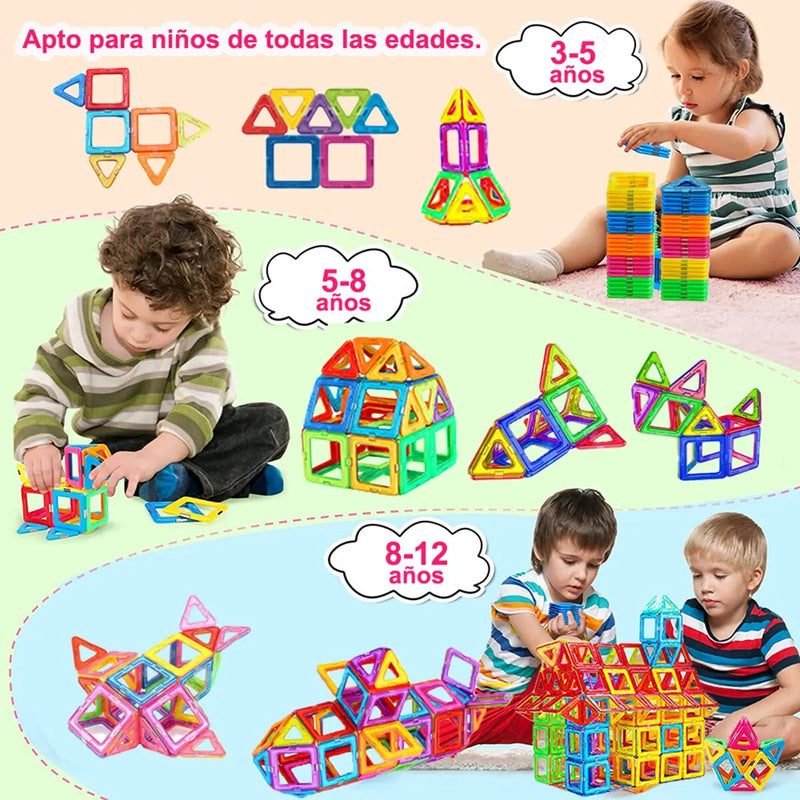 Blocos de construção magnéticos para crianças, tamanho grande e tamanho mini, ímãs DIY, Designer Construction Set, presentes para crianças