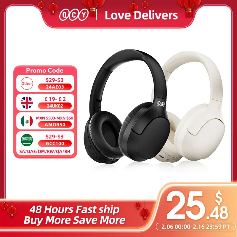 [R$150-R$15 Promo Code:BRCA15]QCY-H2 Pro fones de ouvido sem fio, fones de ouvido Bluetooth 5.3, modo baixo, HIFI, fone de ouvido estéreo 3D, 70H Playtime, sobre a orelha Gaming Earbuds