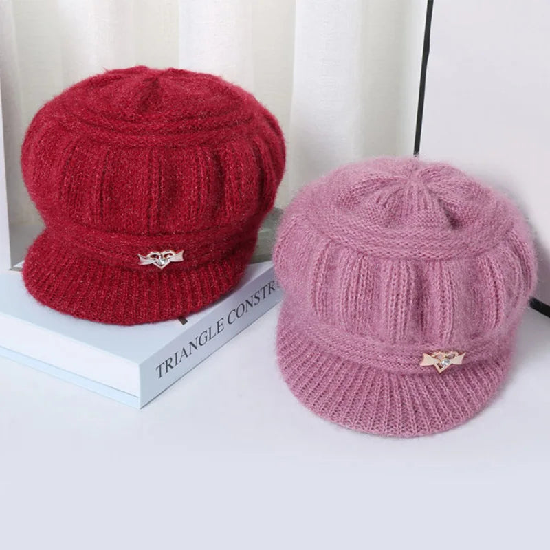 Gorros de inverno chapéu feminino cor sólida malha chapéus feminino boinas elásticas senhora outono grosso quente chapéu feminino bonnets atacado