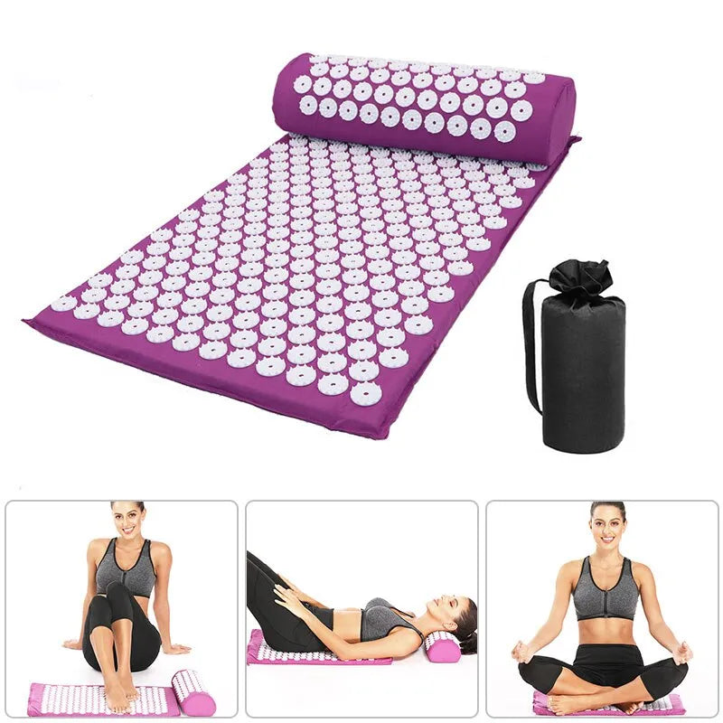 Yoga Massagem Mat Acupressure Aliviar Stress Almofada Traseira Massagem Yoga Mat Back Pain Relief Agulha Pad Com Travesseiro