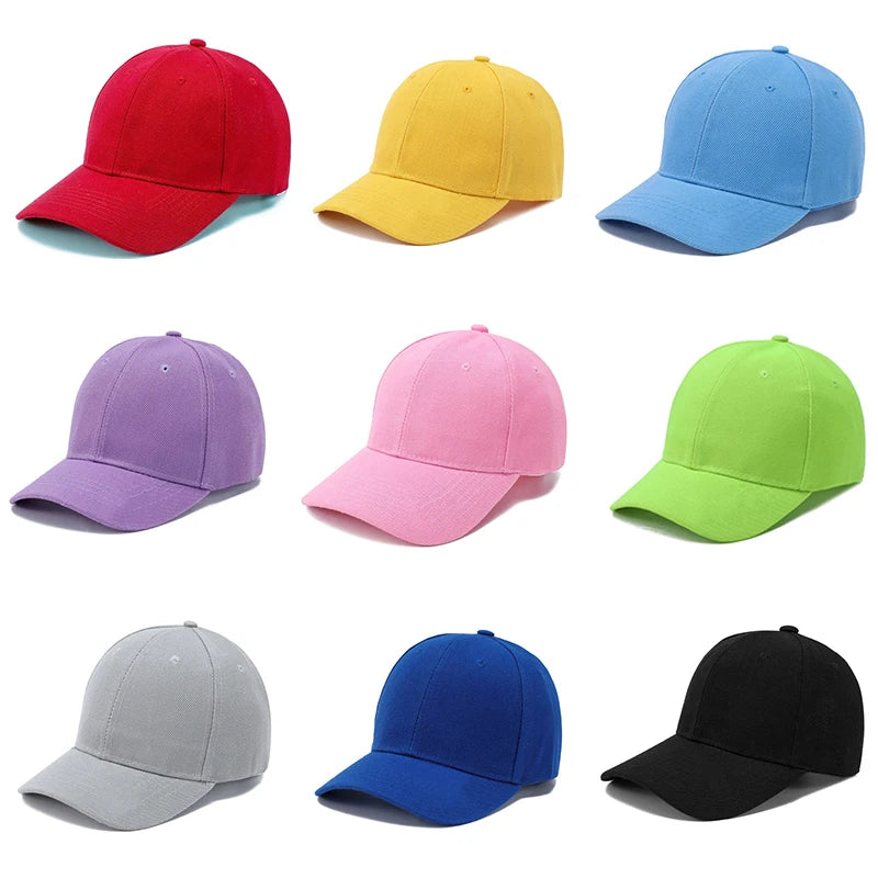 Boné de beisebol ajustável infantil, chapéu de sol, monocromático, chapéu de algodão, snapback, hip-hop, estudantes, crianças, menino, menina, verão