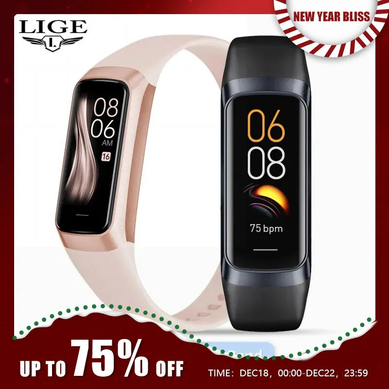 LIGE-Relógio Inteligente Amoled para Homens e Mulheres, Banda Inteligente, Frequência Cardíaca, Sangue, Pulseira Inteligente Impermeável, Rastreador de Fitness Esportivo, 2023