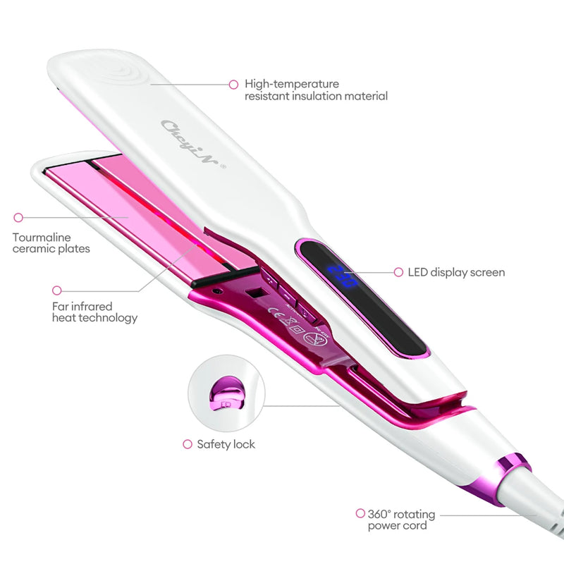 CkeyiN-profissionais alisadores de cabelo, Ultra Wide Plank Flat Iron, Hot Comb, aquecimento rápido, alisador elétrico, 55 milímetros