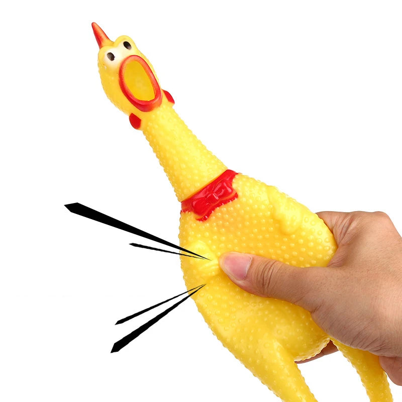 Squeak Screaming Chicken Brinquedos para Animais de Estimação, Squeeze Sound, Durável, Borracha Amarela, Vent Chicken, Engraçado, Novo, 17cm, 31cm, 40cm