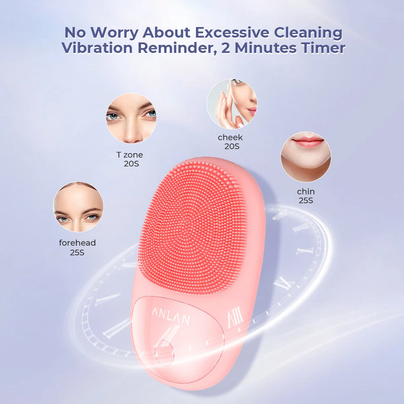 ANLAN À Prova D' Água Elétrica Facial Escova De Limpeza Silicone Facial Escovas Vibração Massagem Rosto Cleaner Skincare Ferramentas