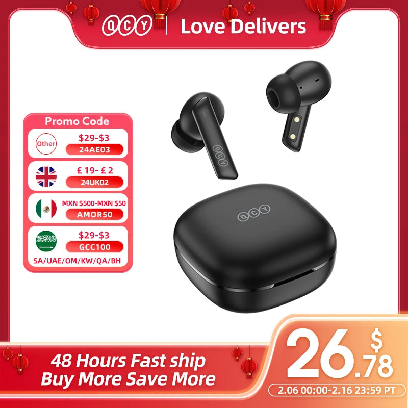 [R$150-R$15 Promo Code:BRCA15]QCY HT05 ANC fone de ouvido sem fio 40dB cancelamento de ruído Bluetooth 5.2 fone de ouvido 6 microfone ENC HD chamada TWS fones de ouvido modo de transparência