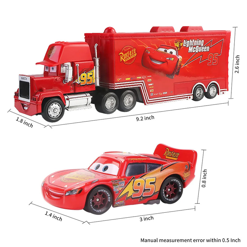 Disney Pixar Diecast Brinquedos de Metal, Carros 2 e 3, Relâmpago McQueen, Tio Mack Jackson Tempestade, Carro Caminhão, Escala 1:55, Presente para Crianças