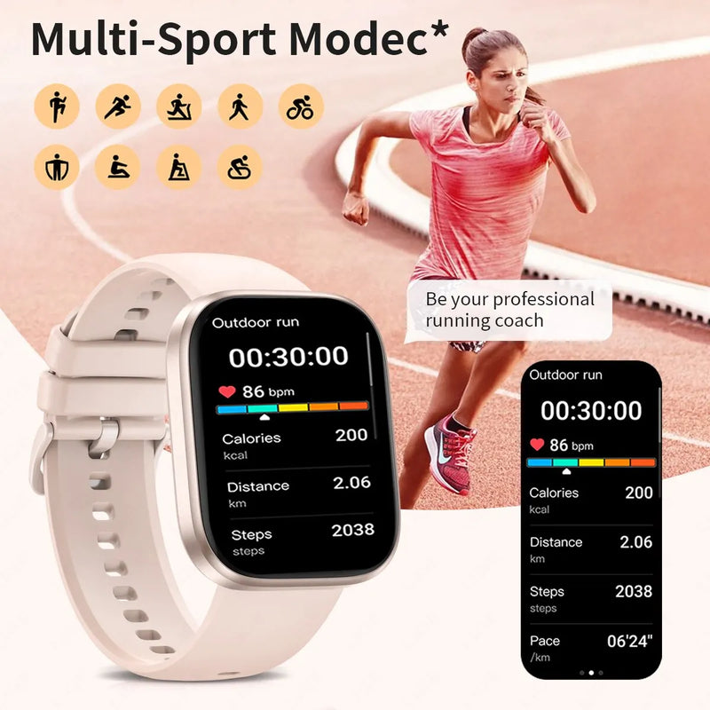 LIGE-Relógio Inteligente Feminino, Assistente de Voz, Chamada Bluetooth, Monitoramento de Saúde Feminina, Rastreador de Fitness Esportivo, Smartwatch, Moda