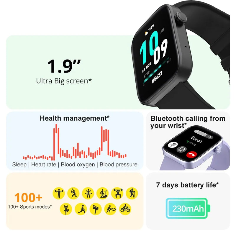 COLMI-P71 Smartwatch para homens e mulheres, chamada por voz, monitoramento de saúde, IP68 impermeável, notificação inteligente, assistente