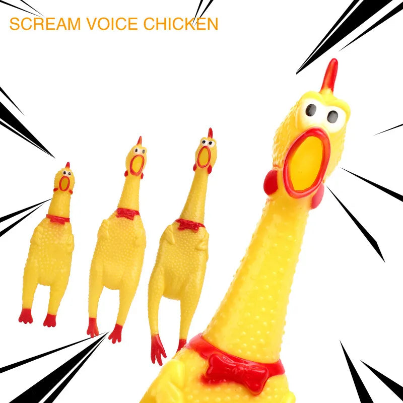 Squeak Screaming Chicken Brinquedos para Animais de Estimação, Squeeze Sound, Durável, Borracha Amarela, Vent Chicken, Engraçado, Novo, 17cm, 31cm, 40cm