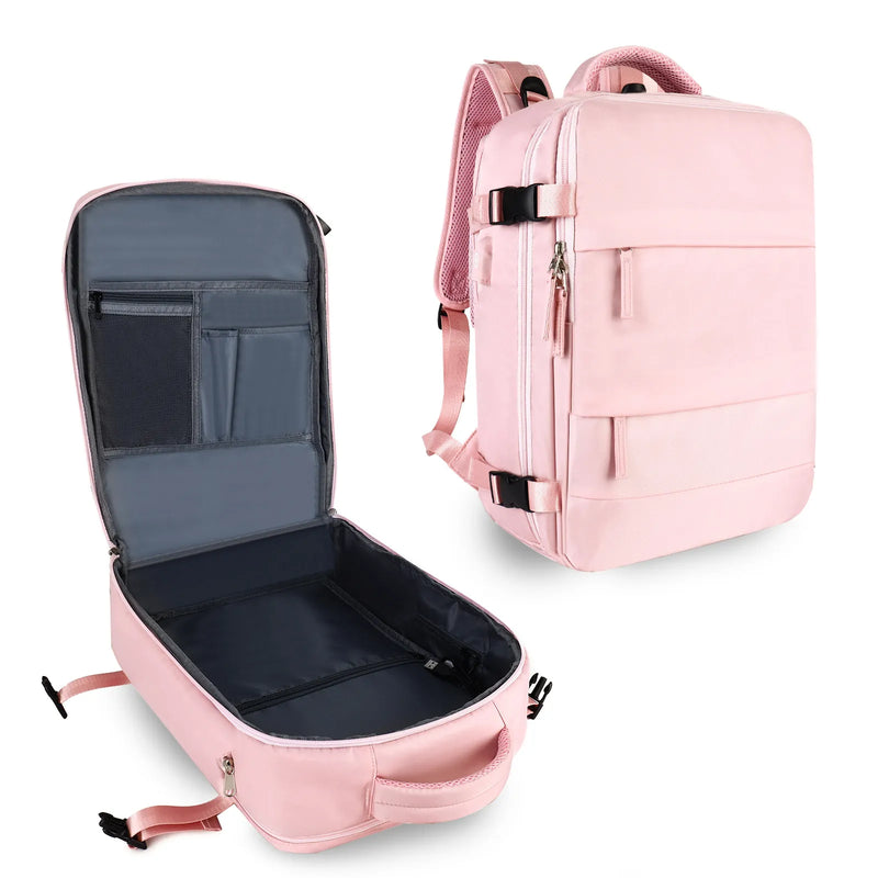 Mochila de Viagem Impermeável de Grande Capacidade para Mulheres, Cabine, Divisória Molhada e Seca, Mala, Mochila Laptop com USB, 40x20x30