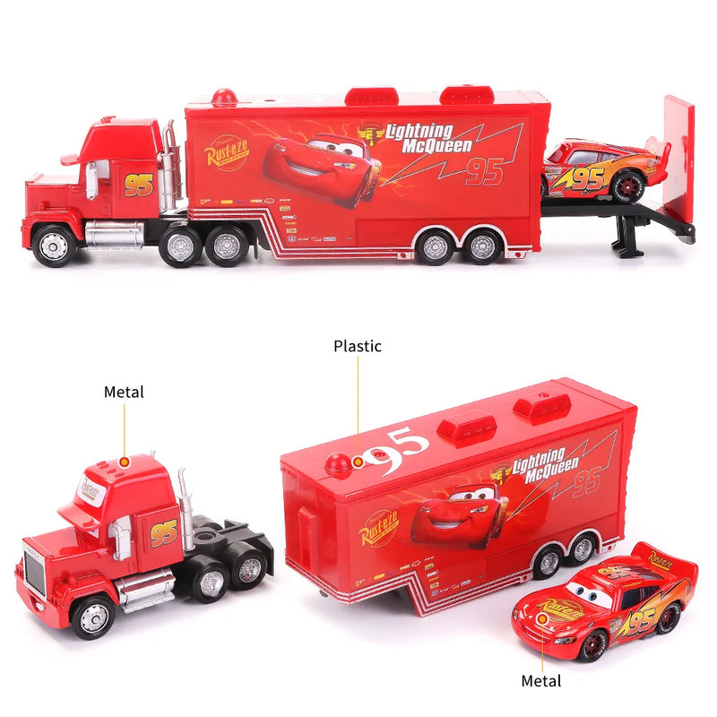 Disney Pixar Diecast Brinquedos de Metal, Carros 2 e 3, Relâmpago McQueen, Tio Mack Jackson Tempestade, Carro Caminhão, Escala 1:55, Presente para Crianças