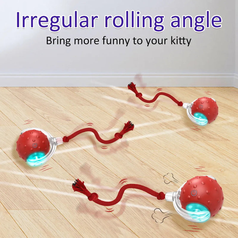 Cat Rolling Ball com Sensor de Movimento, Brinquedos Interativos, Mascote Aleatório, Teaser do Gatinho, Cauda Longa, Bolas Perseguidoras de Pássaros, Novo