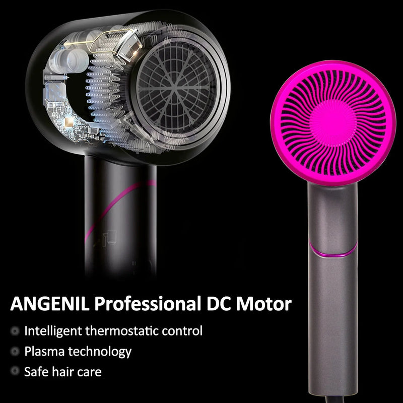 ANGENIL-Secador Profissional de Íons Negativos, 1800W, Secagem Rápida, Portátil para Viagens, 3 Aquecimento, 2 Velocidades, Botão Cool